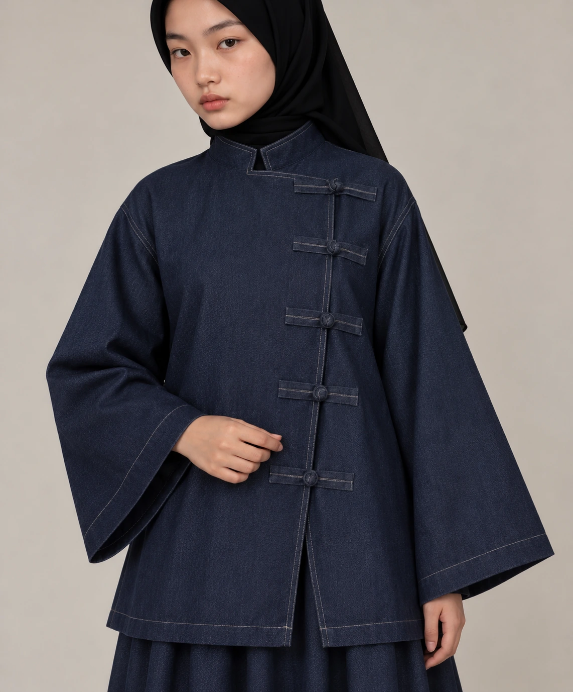 La veste de près : col officier et boutons chinois